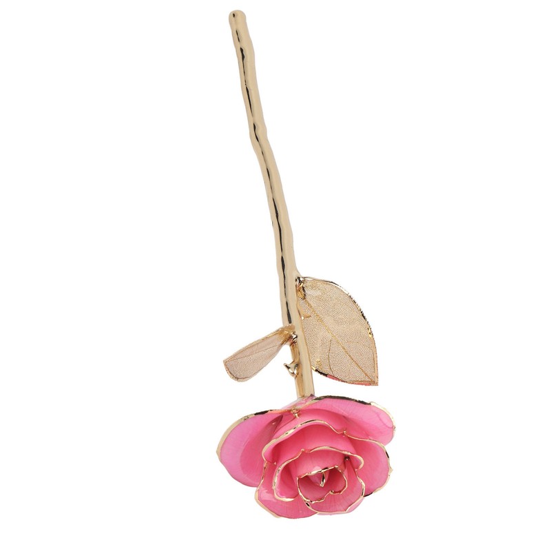 24K Gold Rose Dipped Golden Leaves Girlfriend Wife Valentine's Day