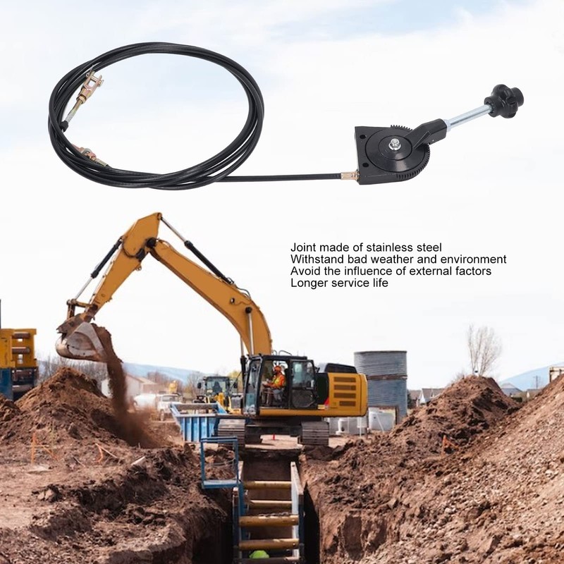 Moofey 3.5m Throttle Cable, Excavator Manual Throttle Cable Kit Replacement,