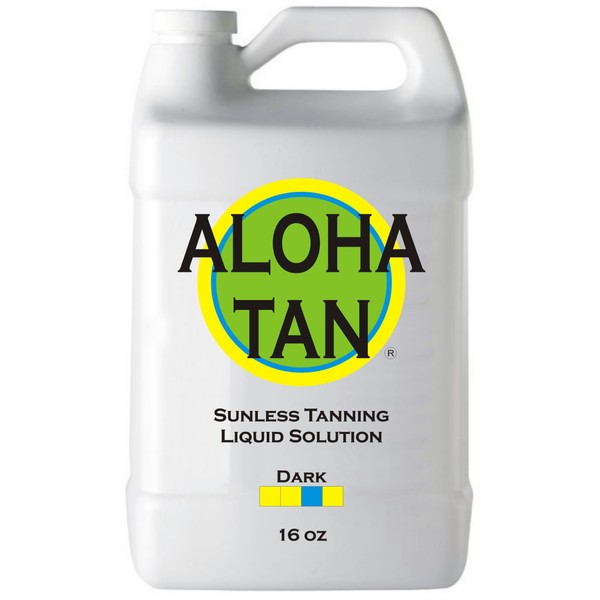 ALOHA TAN - DARK - Spray Tan Solution - 16 oz - Sunless Self Tanning Liquid for Airbrush or HVLP System - INCLUDES: Applicator Mitt, Application Gloves and Best Fake Tanner Lotion Mousse Sample