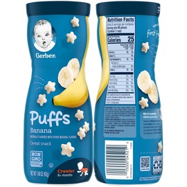 Gerber Graduates Puffs Cereal Snack, Assorted Flavors, 1.48 Ounce, 6 Count