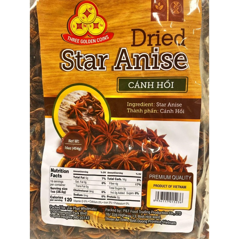 Three Golden Coins Dried Star Anise -Canh Hoi- 16oz