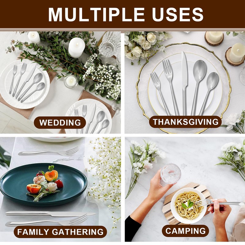 20-Piece Silverware Set with Handle, Stainless Steel Flatware Set, Cutlery