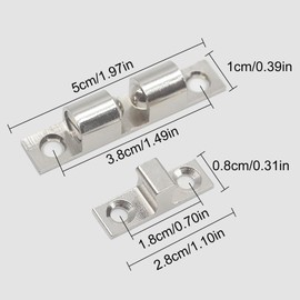 Door Latches, 8 Pcs Door Catches Cupboard Double Roller Catch Cabinet Furniture Latch Tension Door Catches for Wardrobes Cabinet Kitchen Closet Furniture with Screws