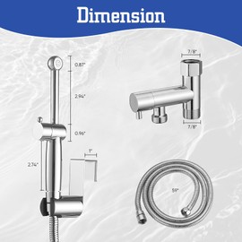 Greenspring Chrome Handheld Bidet Sprayer for Toilet with Bidet Hose Brass Cloth Diaper Sprayer Bathroom Toilet Attachment for Feminine Wash, Wall Mount or Toilet Mount