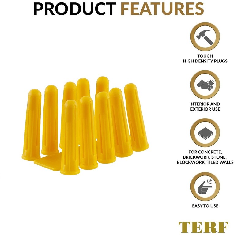 TERF® Premium Quality Yellow Wall Plugs - 5mm x 25mm