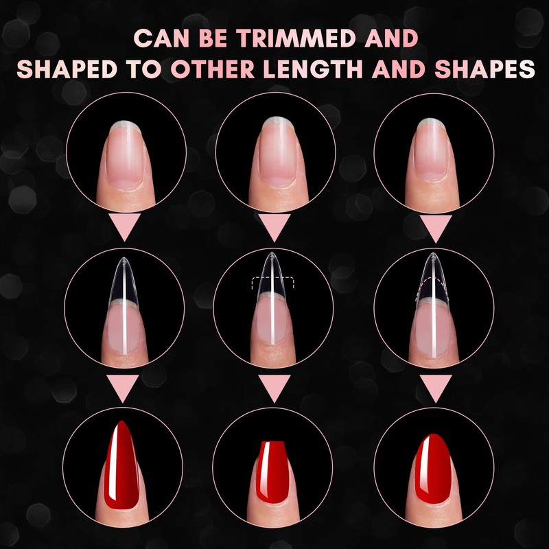 Makartt 500pcs Long Stiletto Nail Tips Full Cover False Nails