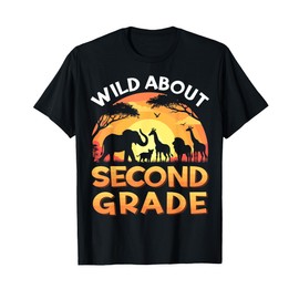 Wild About Second Grade Zoo Animals Back To School Safari T-Shirt
