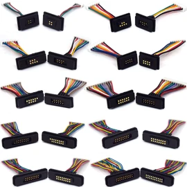 1 Pair Magnetic Pogo Pin Connector with 10CM Cable, 4P/6P/7P/8P/10P/12P/13P/14P/15P/16P/18P/20P Pogo Pin Magnetic Connector Male+Female Connector DC Power Socket Charge Connector (JH-WPogo-14Pin)