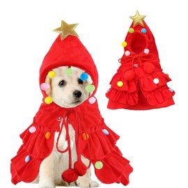 Dog Costume Christmas, Dog Christmas Pet Costumes, Cat Dog Cape Christmas Tree Shape, Adjustable Christmas Cape Christmas Costume for Cat Puppy Gift
