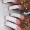 Curved Nail Tips Press on Nails with White French Tip