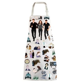 WZMPA Twilight Kitchen Apron Edward Cullen & Bella Swan Chef Gift Twilight Character Cooking Apron Jacob Black BBQ Gift, Twilight White Ap