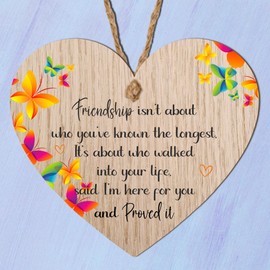 Pixie's Gifts Sentimental Hanging Heart for Best Friends | UK Friendship Present for Girls and Women | Inspirational Cheer Up Gift | 'Friendship is not about who you've known the longest