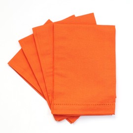 Fabric Textile Products | 100% Cotton Hemstitch Cloth Dinner Napkins | Machine-Washable | 20" x 20" | Set of 4 | Paprika