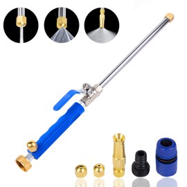 High Pressure Jet Nozzle Power Washer Wand for Garden Hose, Hydro Jet High Pressure Washer Tools with 3 Different Nozzles and Hose Quick Connectors for Patio Car Pet Window Glass Blue