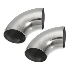 A ABSOPRO Stainless Steel 90 Degree Exhaust Elbow Pipe OD 2.75 Inch 90 Degree SS304 Stainless Steel Silver Tone (Set of 2)