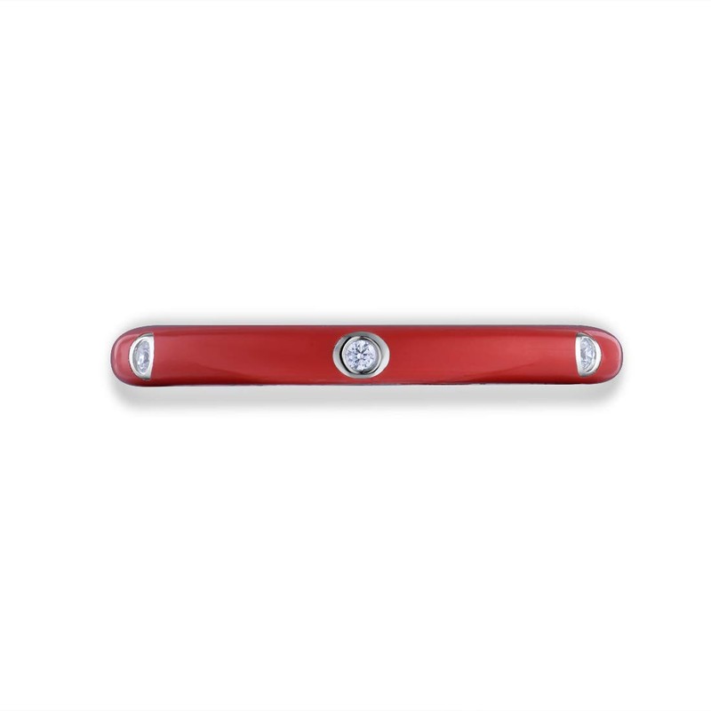 Santuzza 925 Sterling Silver Enamel Stackable Ring Cubic Zirconia Eternity