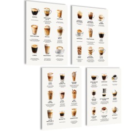 mojoliving Poster Coffee Pictures Coffee Picture Wall Pictures for the Kitchen Poster Aesthetic Decoration Kitchen Pictures Vintage Pictures Living Room Decoration Kitchen (Coffee Guide German, 4 x A4