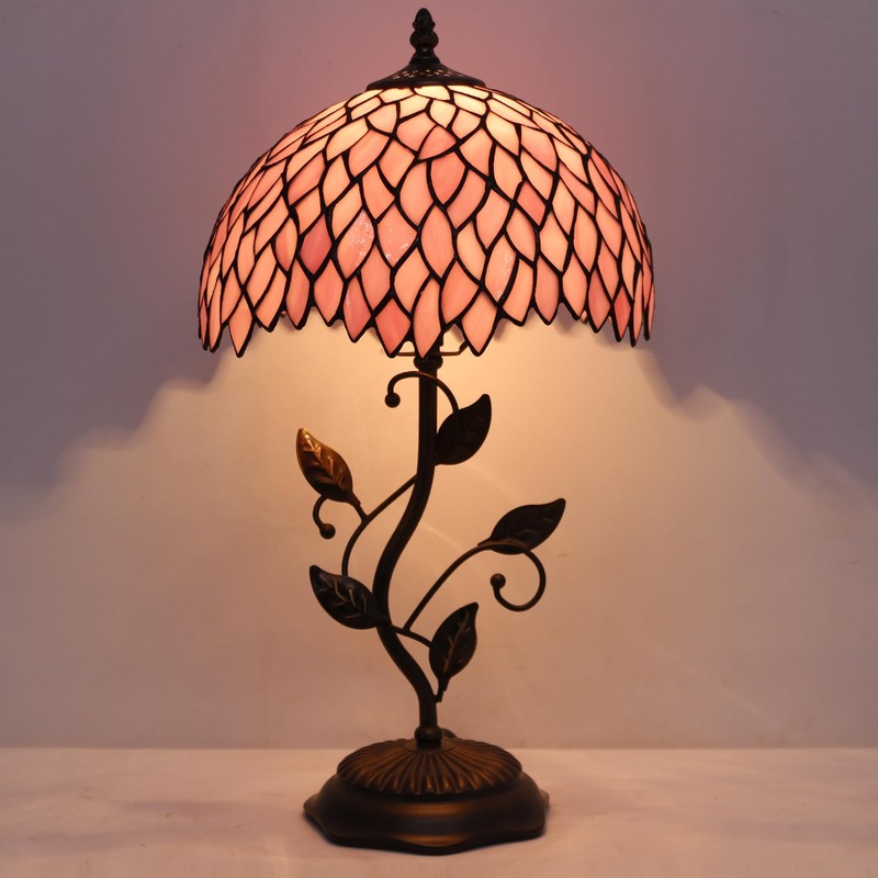 LXHCYOU Tiffany Table Lamp, Stained Glass Desk Light, W12H19 Inch,