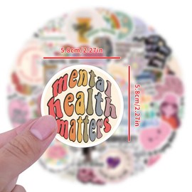 55Pcs Cute Mental Health Awareness Stickers for Kids Teens Adults Waterproof Mental Health Matters Stickers for Water Bottle Laptop Journal Notebook Therapist Decor Party Supplies