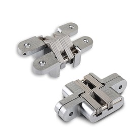 2-Pack Easy-Install Concealed Hinges LISHAN 180° Opening Angle Heavy Duty Zinc Alloy Hidden Door Hinge for Kitchen/Secret Bathroom Doors (Silver)