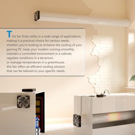 IP67 Waterproof Small 12V Variable Speed Computer Fan with AC Plug, KEYFANCLUB 110V 120V 220V AC Powered Ventilation Exhaust Fan for Receiver Terrarium Biltong Box Grow Tent Cabinet Cooling