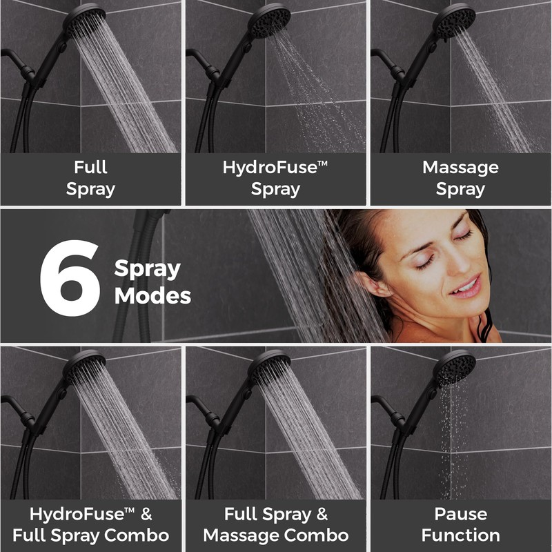 Pfister HydroFuse Handheld Shower Head, Hose Included, 6-Function, 2.5 GPM,