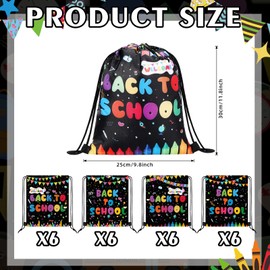 SATINIOR 24 Pcs Drawstring Backpack Bulk Waterproof Cinch Bag for School Pencil Flag String Backpack for Classroom Party Favor