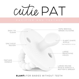 Ryan & Rose Cutie PAT Pacifier Teether (Slant, White)