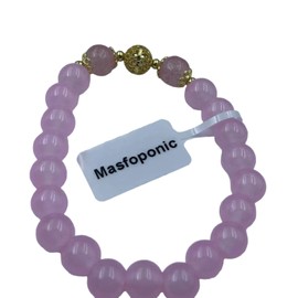 Masfoponic Pink Beaded Bracelet with Rose Accent Beads – Elegant Stretch Bracelet for Women, Minimalist Jewelry Gift for Her