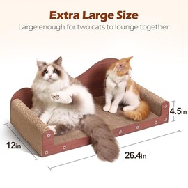 ComSaf 26.4" Large Cat Scratcher Bed, Cat Scratching Board, Durable Cardboard for Indoor Use, Extra Large Couch with Scratch Pad - Sofa Lounge