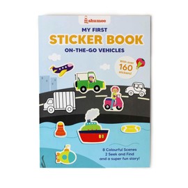Shumee Sticker Book for Kids (3+ Years) - On The Go Vehicle Theme Activity Book with 180+ Stickers| Travel Friendly Learning Book with 8 Scenes and 2 Seek and Find Games| Ideal for Gifting Kids