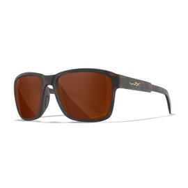 Wiley X Trek Captivate Polarized Sunglasses, Safety Glasses for Men and Women, UV Eye Protection for Shooting, Fishing, Biking, and Extreme Sports, Matte Havana Brown Frames, Copper Lenses