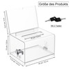 Acrylic Donation Box, Lockable, Ballot Box, Transparent with Key Lock,