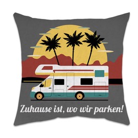 trabag Motorhome Gift for Camper, Camping Cushion 45 x 45 cm, Funny Camping Gifts, Camping Decoration, Square Cushion Camper Gifts, Camping Accessories