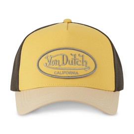 Von Dutch Cap for Men and Women, Adjustable, Trucker Cap, Poly, Yellow/Beige/Black, One Size