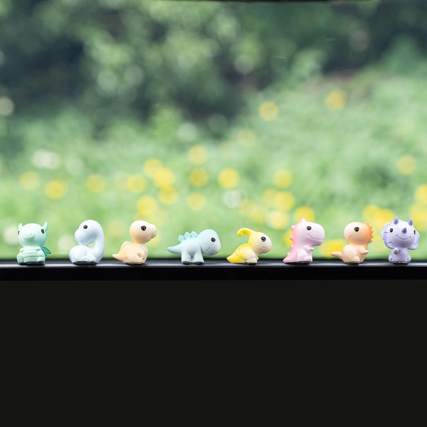 Rislobx Dinosaur Car Dashboard Decorations, 8PCS Cute Dinosaur Rearview Mirror