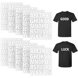 Lucomb 10 Sheets 440 Pieces Iron on Letters for Clothing, 2 Inch Heat Transfer Letters, White Iron on Vinyl Letters with A-Z PU Alphabets Sticker for Fabric, Jersey T-Shirt Printing DIY Craft