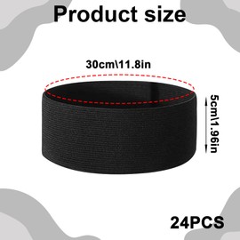 24 PCS Black Armbands Mourning, Black Mourning Armbands Formal, Elastic Captains Armband, Loop Closure Sports Exercise Armband, Ideal for Football, Basketball and Shooting for Funeral Condolences