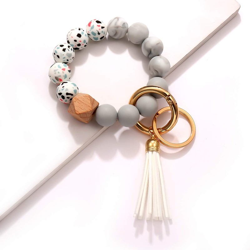 boderier Silicone Bead Key Ring Keychain Bracelet Wristlet Band Bracelet