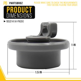 PartsBroz 165314 Dishwasher Wheels Lower Rack Replacement (4-Pack) - fits for Bosch Dishwasher Rack Wheels, Kenmore Bottom Roller Part, Thermador Part 00165314 AP2802428 PS8697067 Ultra Durable