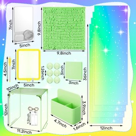 Colarr 19 Pcs Locker Accessories Kit Locker Stuff Back to School Essentials Magnetic Wallpaper Shelf Pencil Holder with Marker Mirror Rug Sticky Note Magnet LED Wireless Light Lock for Student(Mixed)