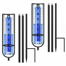DLUCKY 2 Pack Rain Gauge Outdoor, 38.8'' Freeze Proof Rain Gauge Outdoor with Stake Thickened Rain Gauges Large Clear Numbers Rain Gauges for Yard Rain Measuring Tool for Lawn, Patio, Yard, Garden