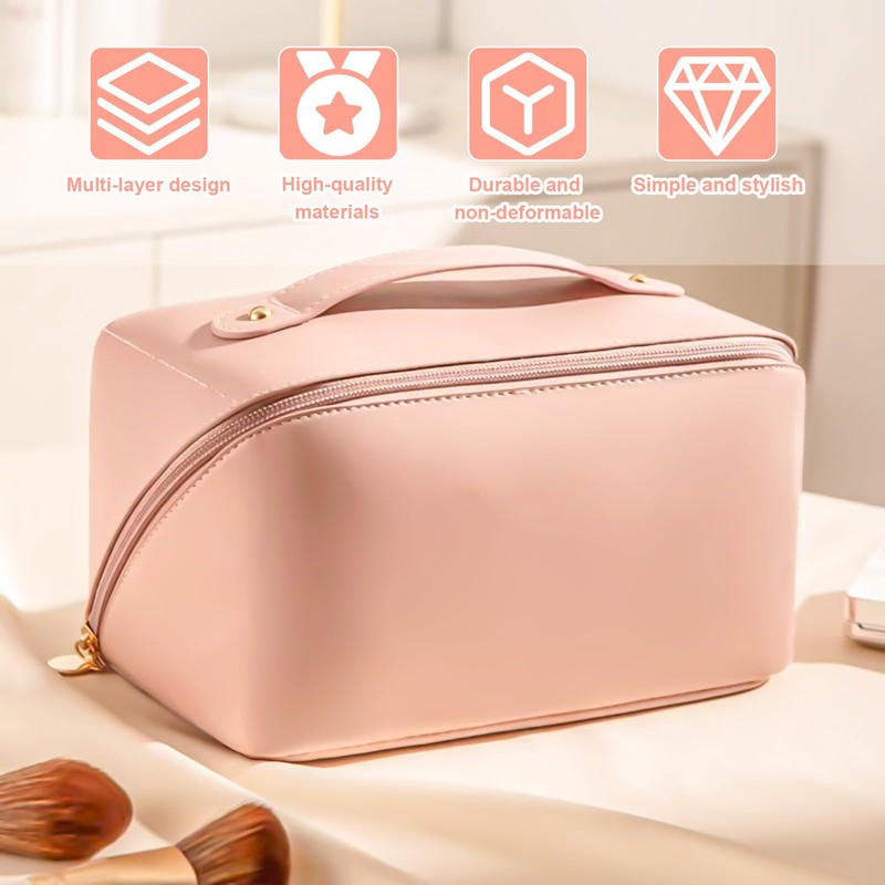 Cosmetic Bag, Extra Large Waterproof Makeup Organizer, High-Quality PU Travel