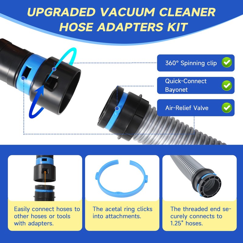 10FT Shop Vac Hose Dust Collection Hose Kit for Home