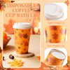 Sunnychicc 60 Pcs Fall Disposable Coffee Cups with Lids 16oz