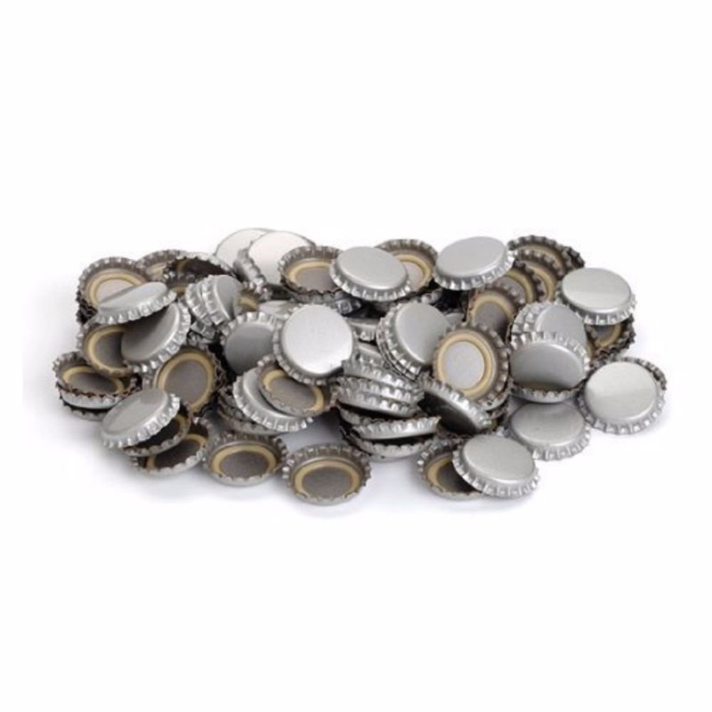 1 X Silver Colored Polished Beer Bottle Caps (Approximately 144
