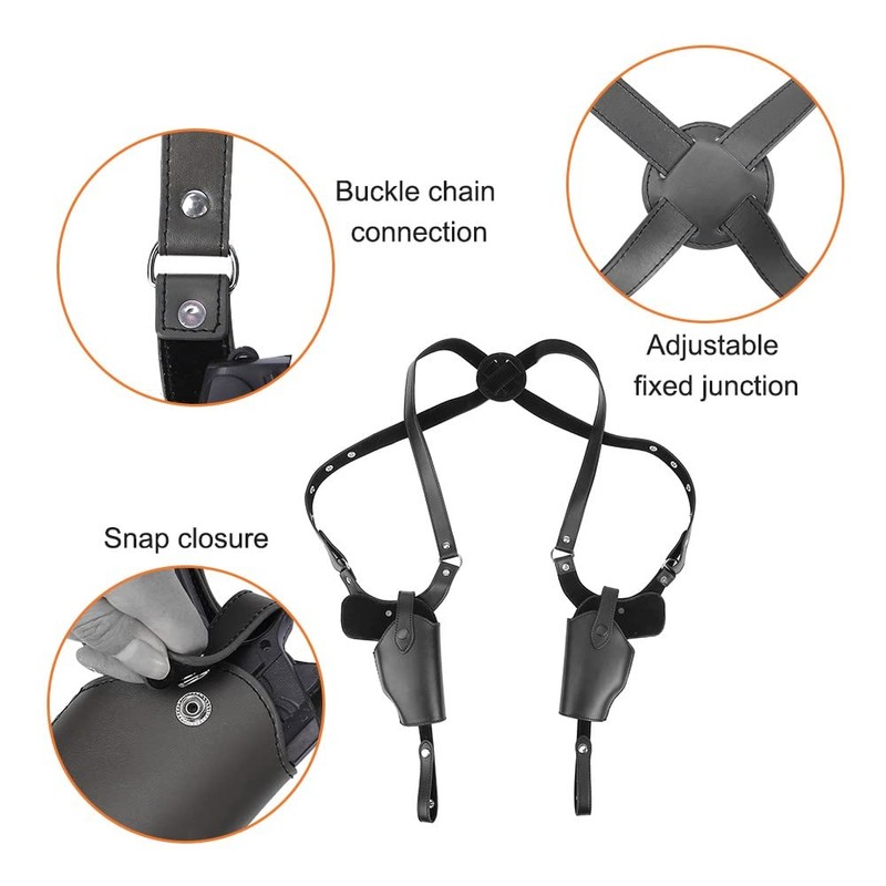 DONGKER Dual Gun Shoulder Holster,Leather Concealed Gun Holster with Adjustable