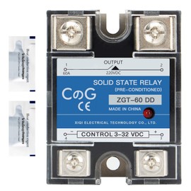 CG Solid State Relay SSR-60DD DC to DC Input 3-32VDC to Output 5-240VDC 60A Single Phase Plastic Cover…