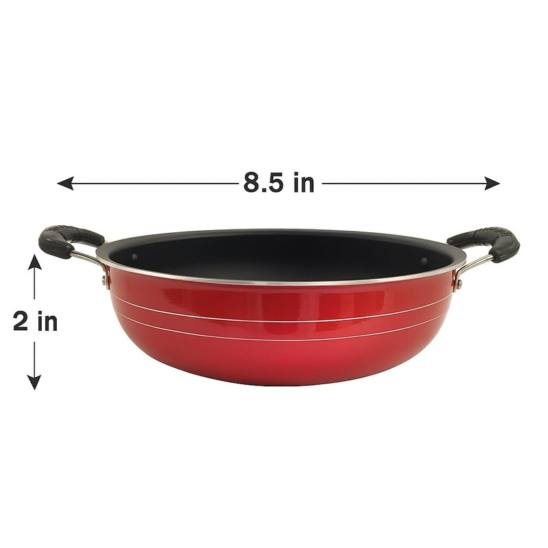 SHRIYA Nonstick 2 Liter Kadai with Stainless Steel Lid Deep