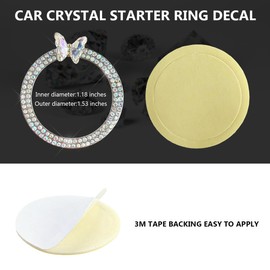 ZNDAW Butterfly Bling Ring Emblem, Crystal Double Rhinestone Engine Start Stop Decoration, Sparkling Push to Start Button Cover Key Ignition & Knob Ring Decal for Women (AB)
